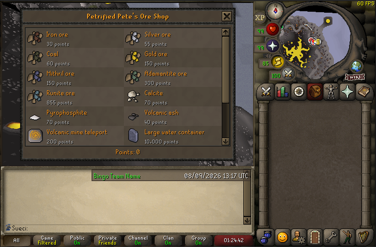 Screenshot your Volcanic Mine Points