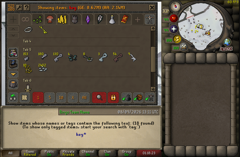 Screenshot bank searching for key