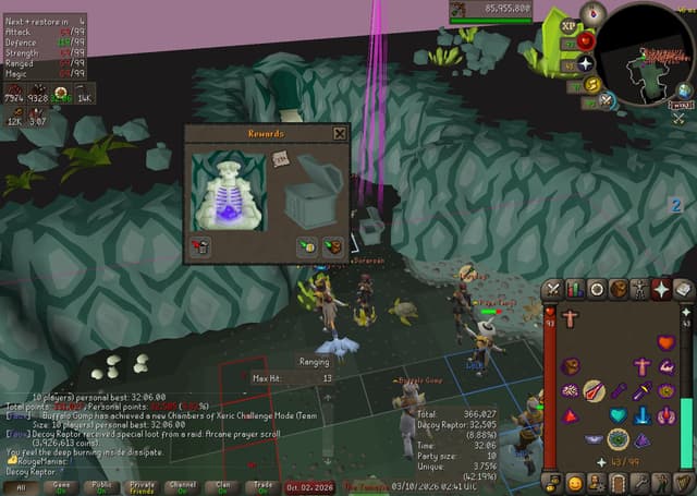 Screenshot of Arcane prayer scroll