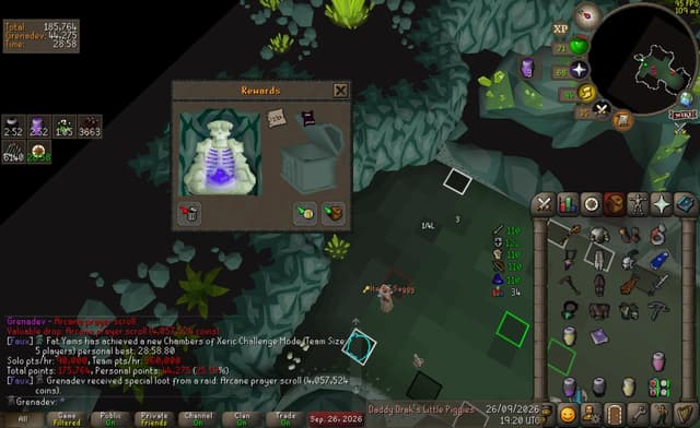 Screenshot of Arcane prayer scroll