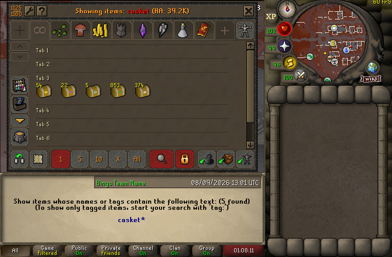 Screenshot bank searching for casket